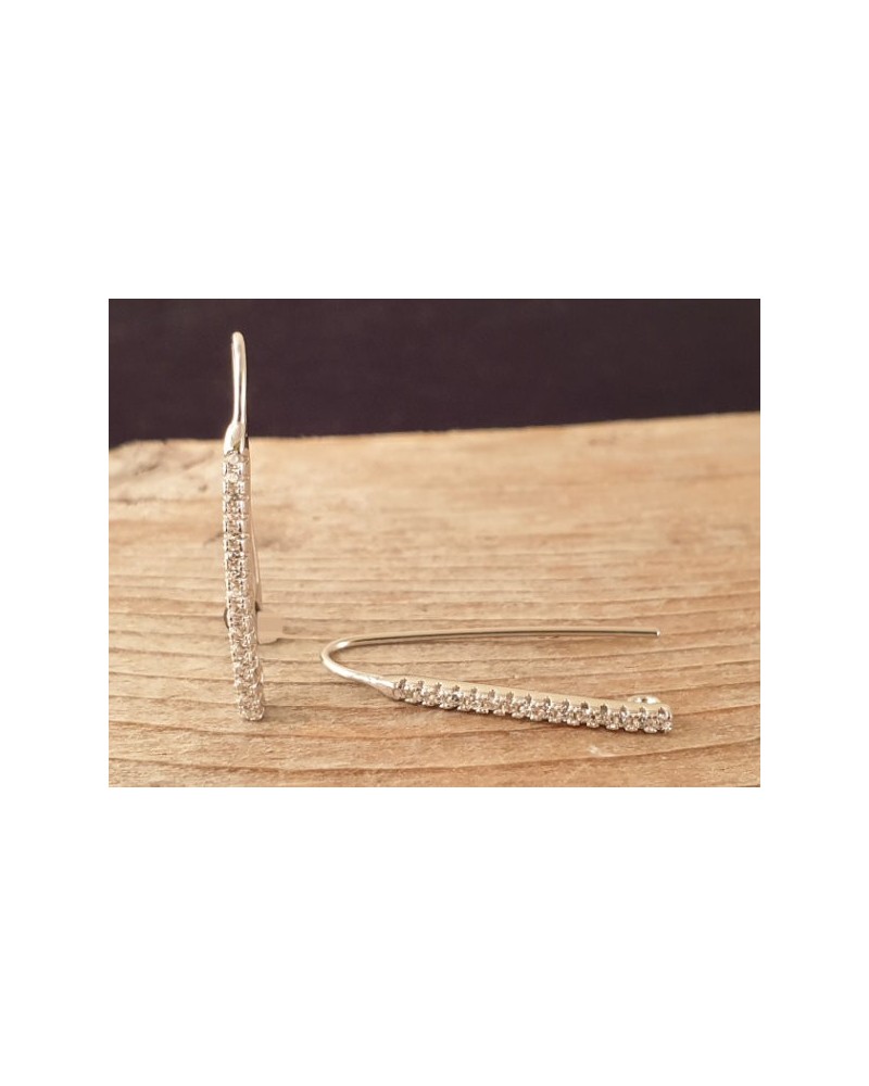 2 Stk. Ohrhaken 25mm, 925 Silber rhodiniert, Strass