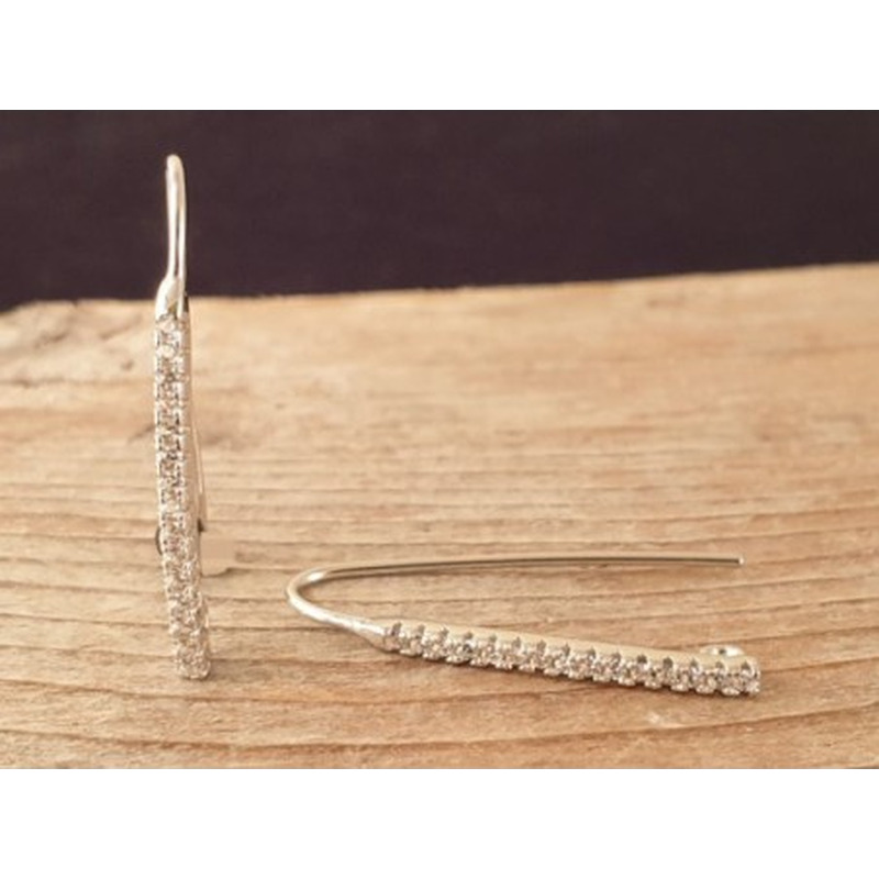 2 Stk. Ohrhaken 25mm, 925 Silber rhodiniert, Strass
