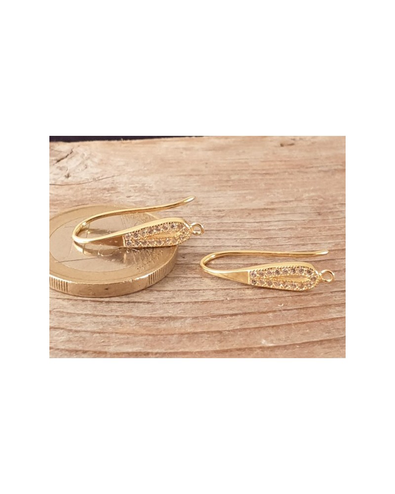 2 Stk. Ohrhaken 20mm, 925 Silber vergoldet, Strass