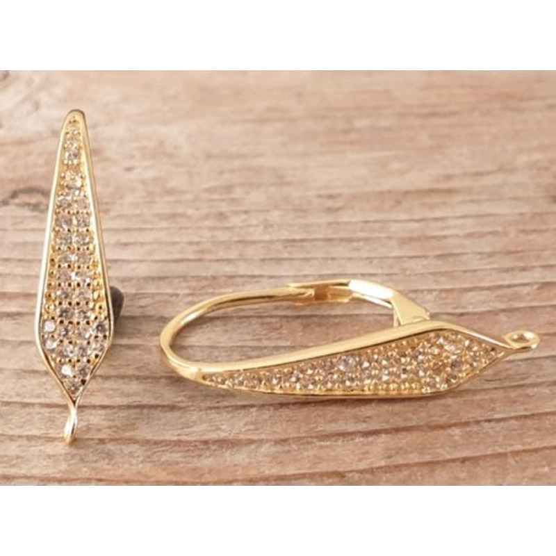 2 Stk. Brisur 12x23mm, 925 Silber vergoldet, Strass