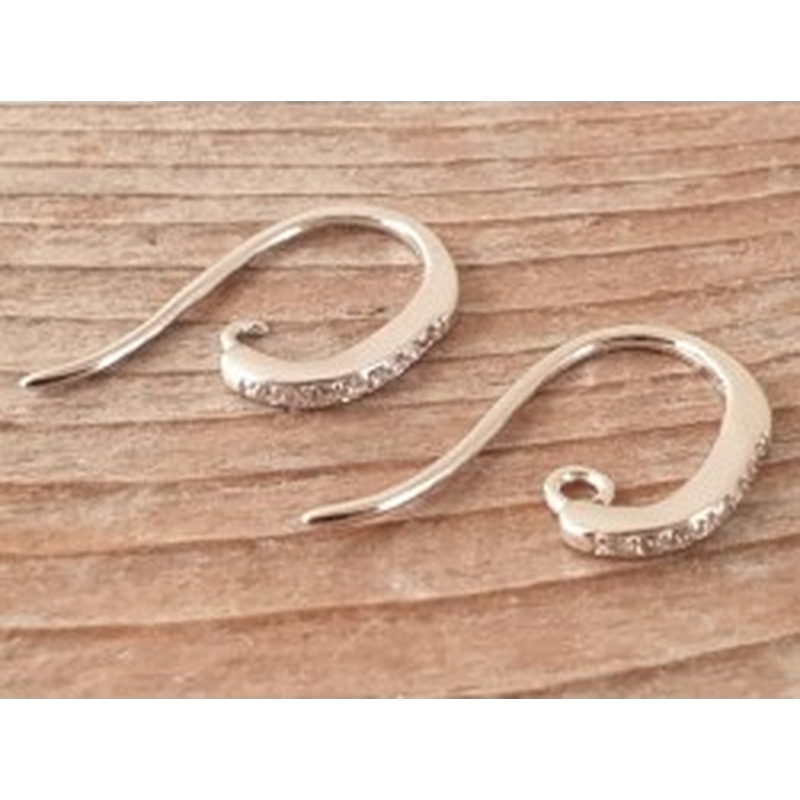 2 Stk. Ohrhaken 14mm, 925 Silber rhodiniert, Strass 2