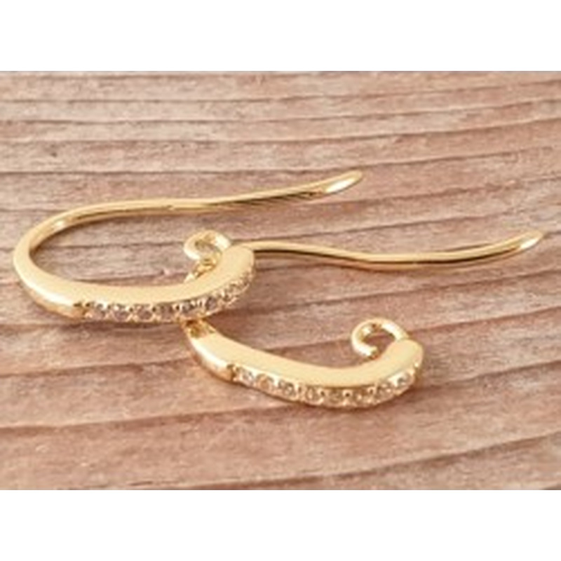 2 Stk. Ohrhaken 14mm, 925 Silber vergoldet, Strass