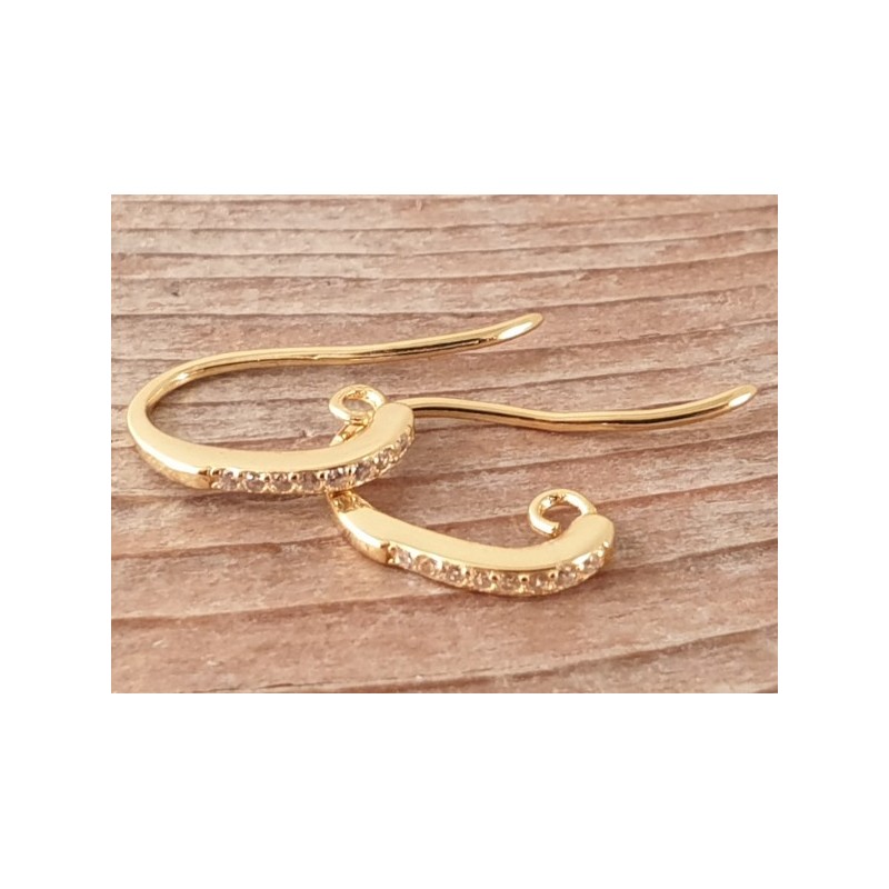 2 Stk. Ohrhaken 14mm, 925 Silber vergoldet, Strass