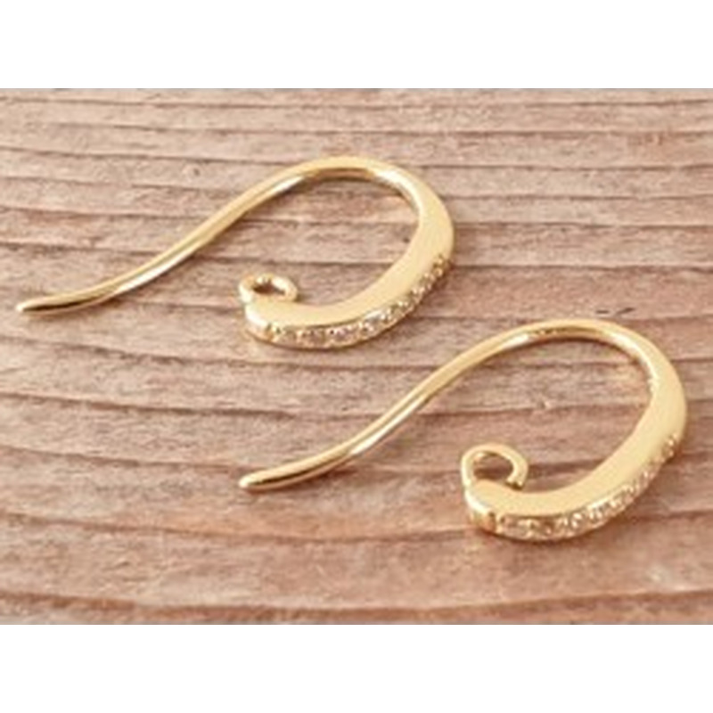 2 Stk. Ohrhaken 14mm, 925 Silber vergoldet, Strass 2