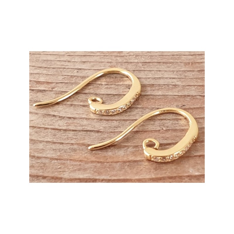2 Stk. Ohrhaken 14mm, 925 Silber vergoldet, Strass