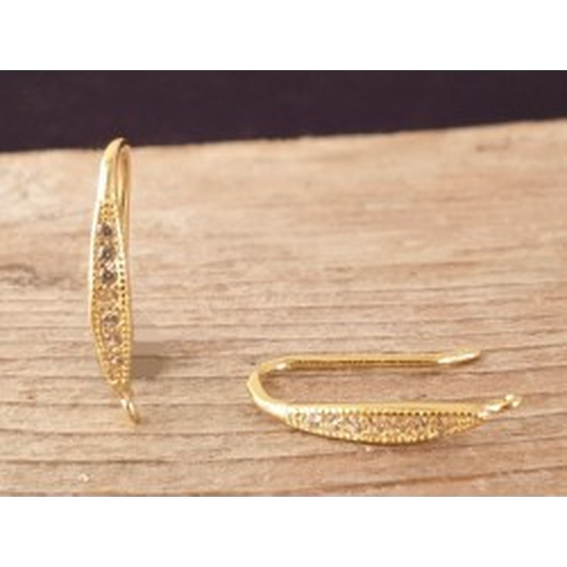 2 Stk. Ohrhaken 17mm, 925 Silber vergoldet, Strass