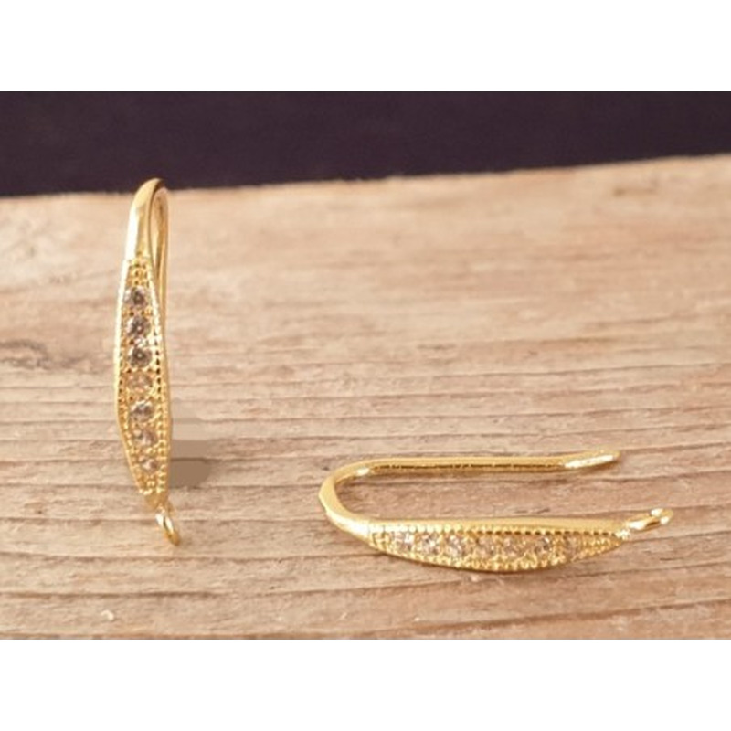 2 Stk. Ohrhaken 17mm, 925 Silber vergoldet, Strass