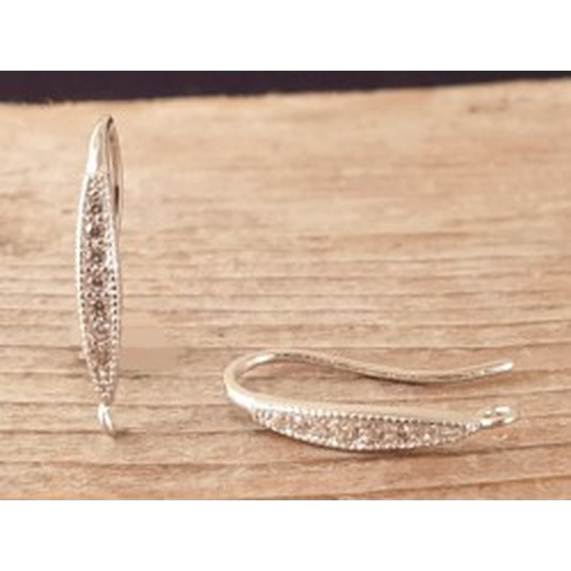 2 Stk. Ohrhaken 17mm, 925 Silber rhodiniert, Strass