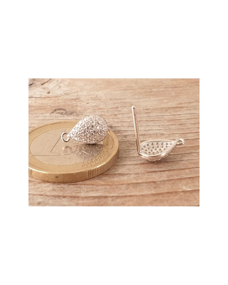 2 Stk. Ohrstecker 6x11mm, 925 Silber rhodiniert, Strass