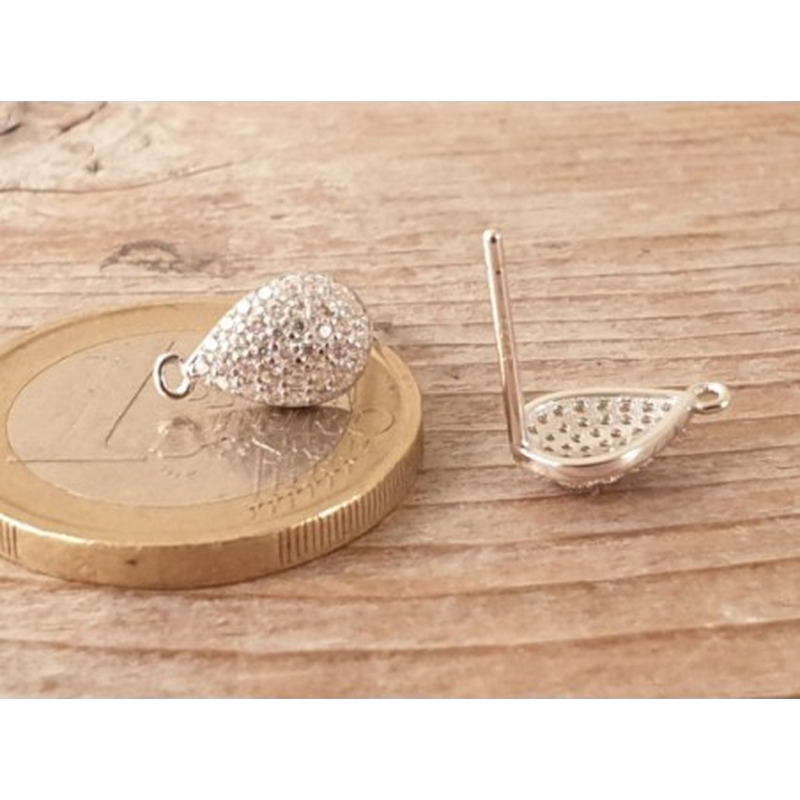2 Stk. Ohrstecker 6x11mm, 925 Silber rhodiniert, Strass