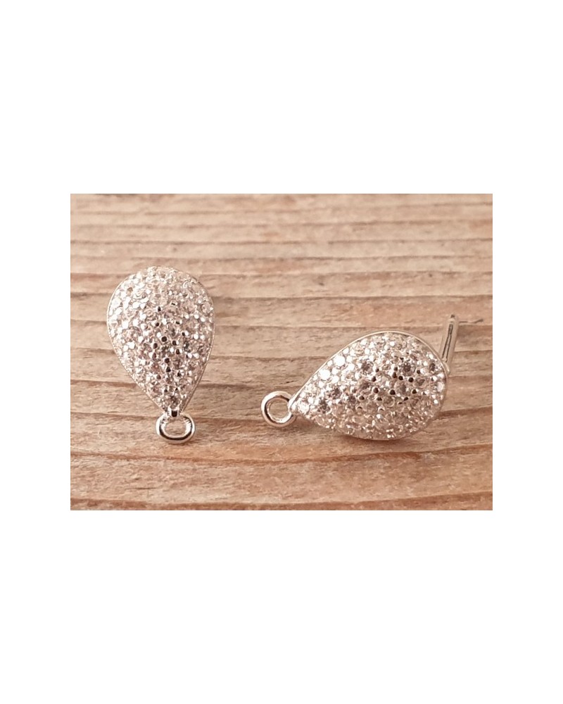 2 Stk. Ohrstecker 6x11mm, 925 Silber rhodiniert, Strass