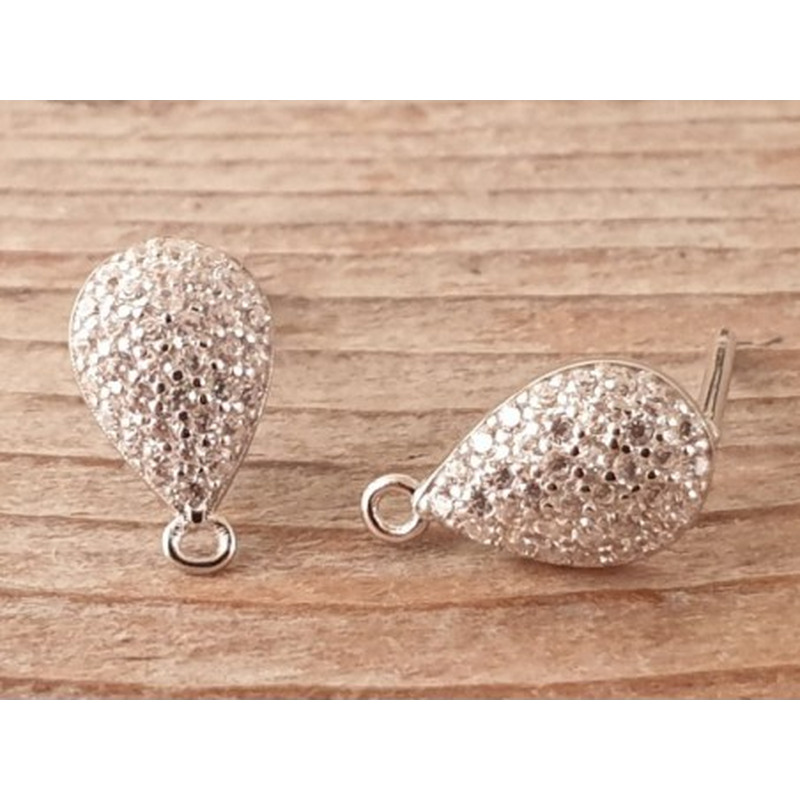 2 Stk. Ohrstecker 6x11mm, 925 Silber rhodiniert, Strass