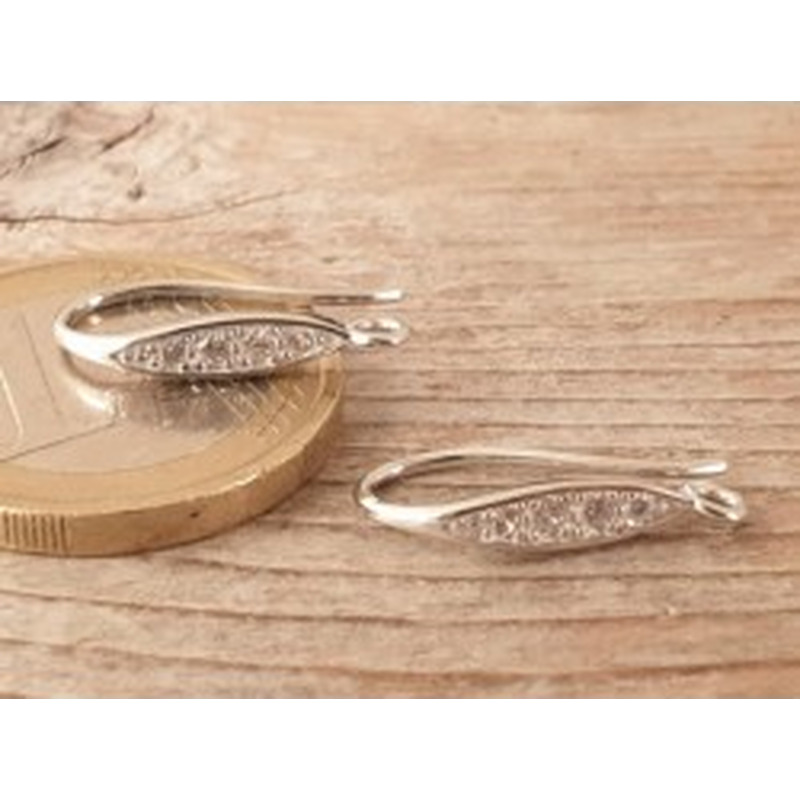 2 Stk. Ohrhaken 17mm, 925 Silber rhodiniert, Strass 2