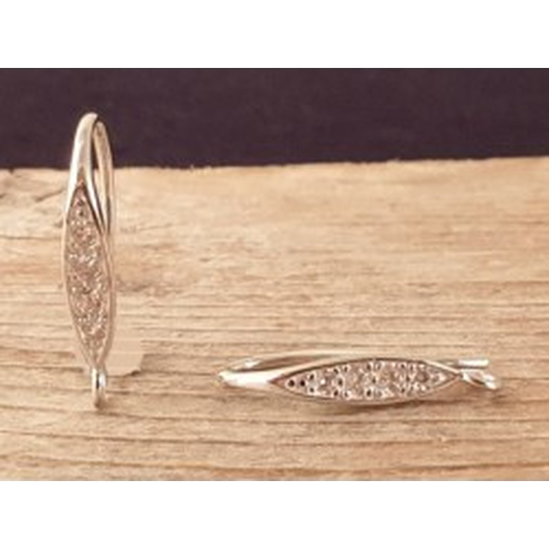 2 Stk. Ohrhaken 17mm, 925 Silber rhodiniert, Strass