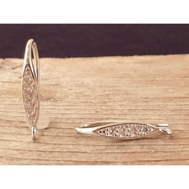 2 Stk. Ohrhaken 17mm, 925 Silber rhodiniert, Strass