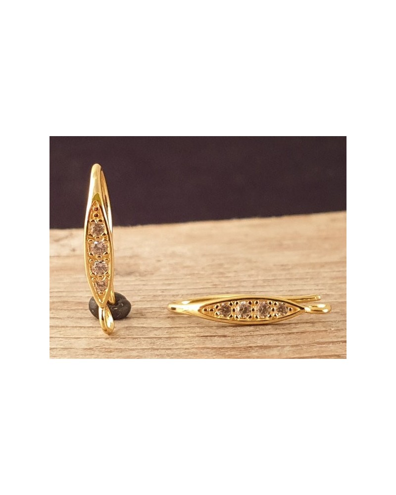 2 Stk. Ohrhaken 17mm, 925 Silber vergoldet, Strass