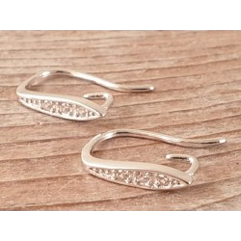 2 Stk. Ohrhaken 13mm, 925 Silber rhodiniert, Strass