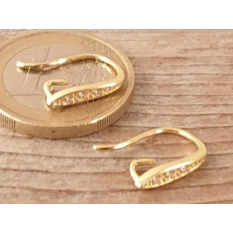 2 Stk. Ohrhaken 13mm, 925 Silber vergoldet, Strass 2