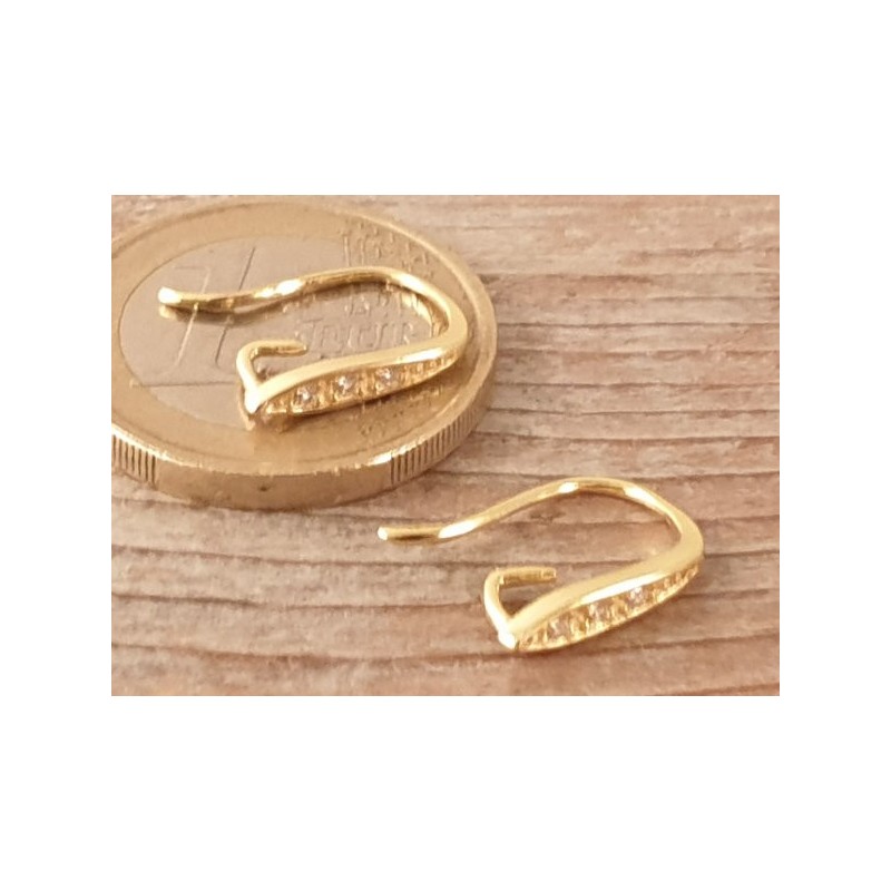 2 Stk. Ohrhaken 13mm, 925 Silber vergoldet, Strass