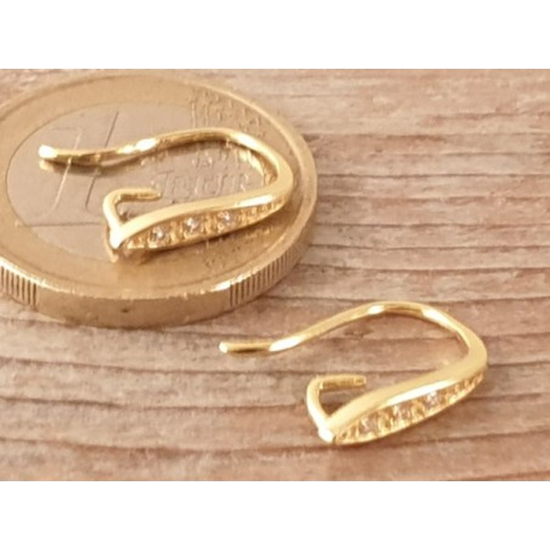 2 Stk. Ohrhaken 13mm, 925 Silber vergoldet, Strass