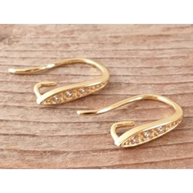 2 Stk. Ohrhaken 13mm, 925 Silber vergoldet, Strass