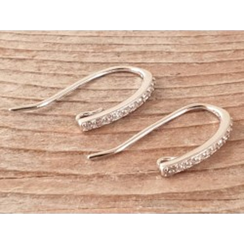 2 Stk. Ohrhaken 16mm, 925 Silber rhodiniert, Strass 2