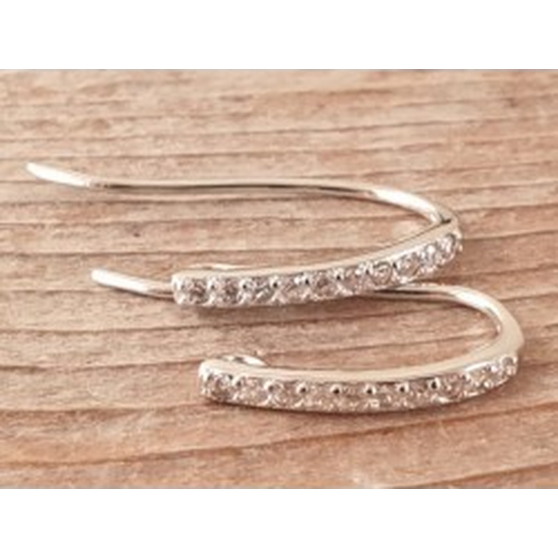 2 Stk. Ohrhaken 16mm, 925 Silber rhodiniert, Strass