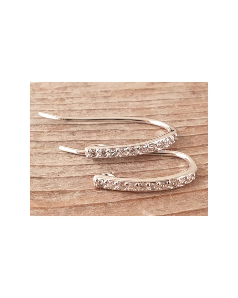 2 Stk. Ohrhaken 16mm, 925 Silber rhodiniert, Strass