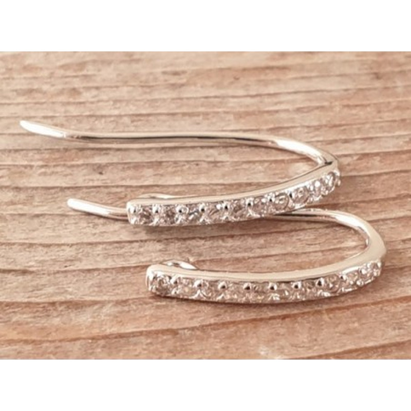 2 Stk. Ohrhaken 16mm, 925 Silber rhodiniert, Strass