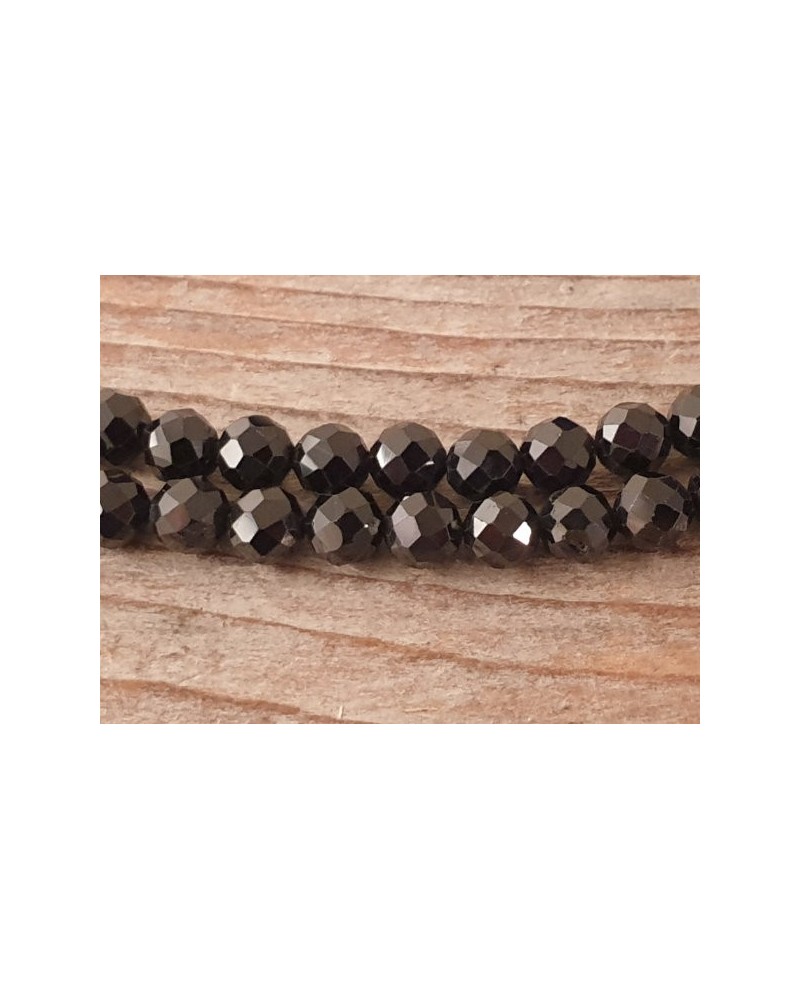 Spinellkette schwarz facettiert 4mm, stark funkelnd