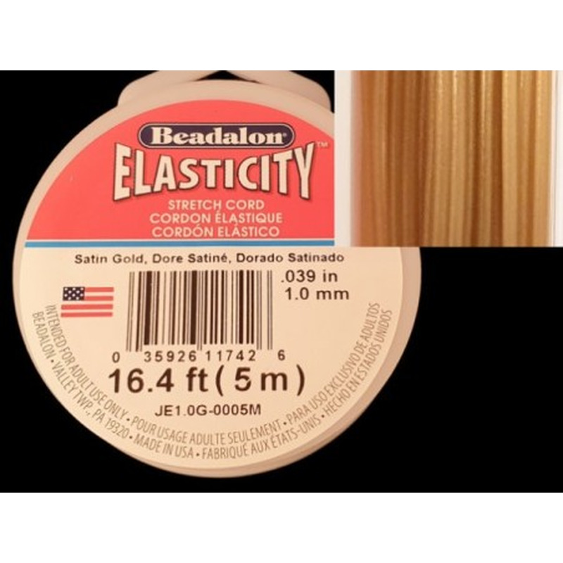 Schmuckgummi SATIN GOLD 1.0mm, 5m Beadalon