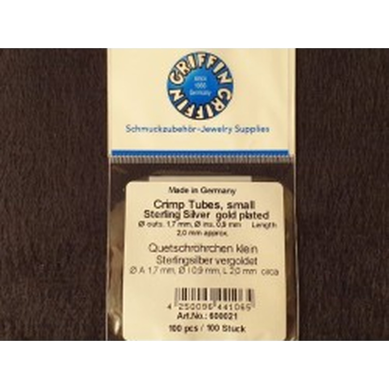 Quetschröhrchen small 0.9mm, 925 Silber vergoldet, 100 Stk 2
