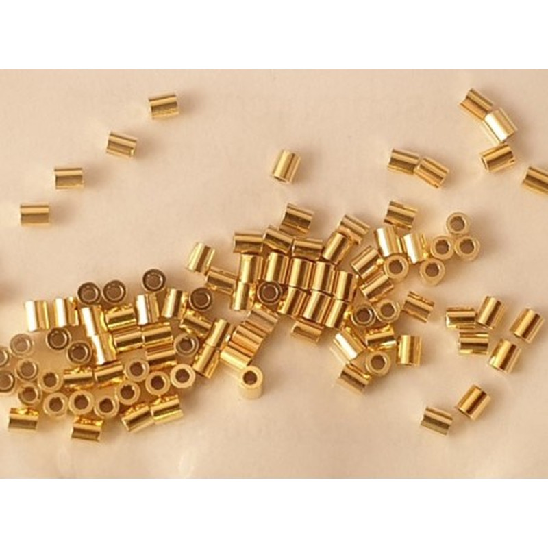 Quetschröhrchen small 0.9mm, 925 Silber vergoldet, 100 Stk