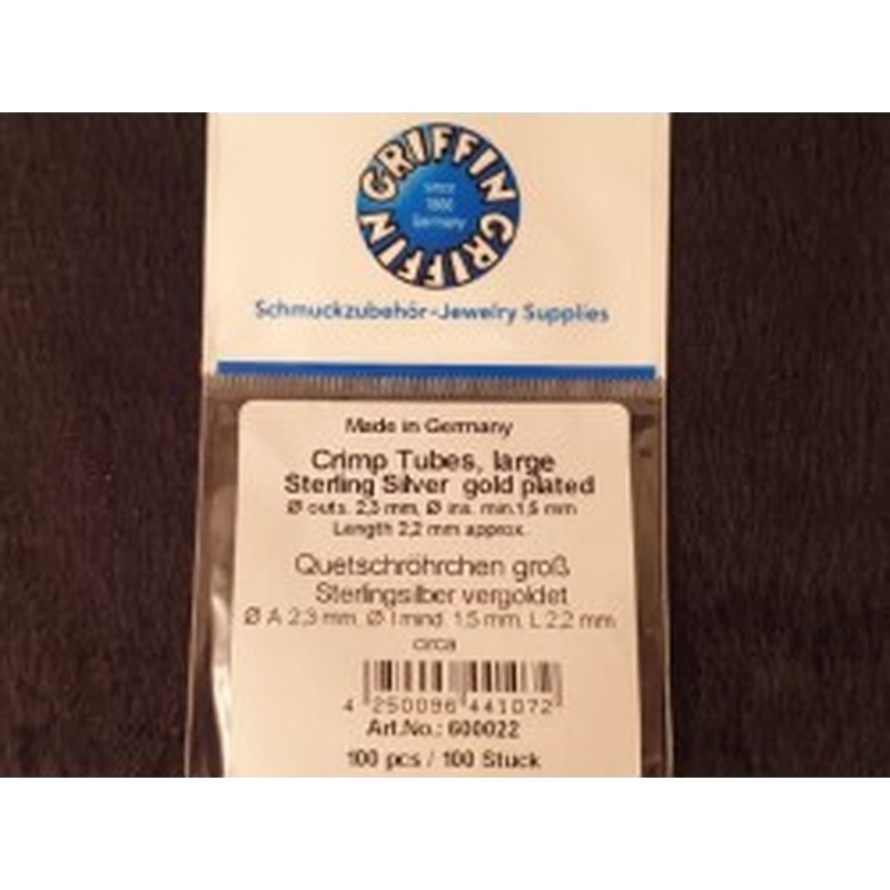 Quetschröhrchen large 1.5mm, 925 Silber vergoldet, 100 Stk 2