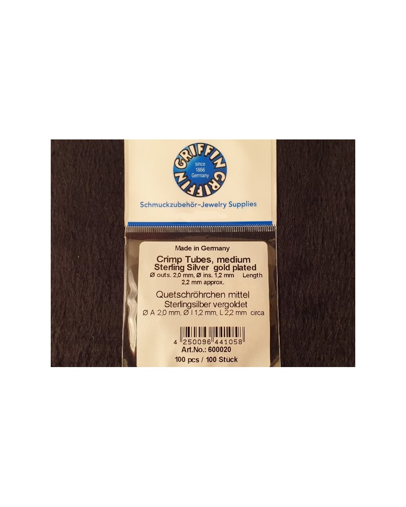 Quetschröhrchen medium 1.2mm, 925 Silber vergoldet, 100 Stk