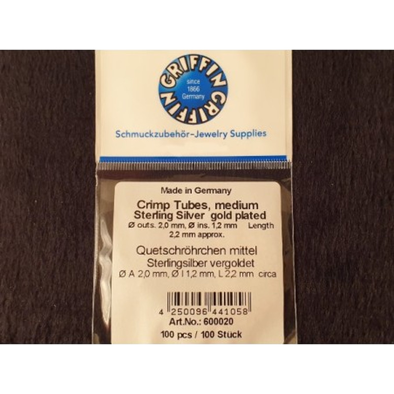 Quetschröhrchen medium 1.2mm, 925 Silber vergoldet, 100 Stk