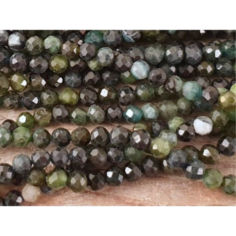 blaue-braune-grüne Turmalinkette facettiert 4mm