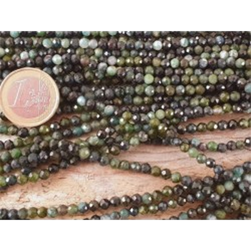 blaue-braune-grüne Turmalinkette facettiert 4mm 2