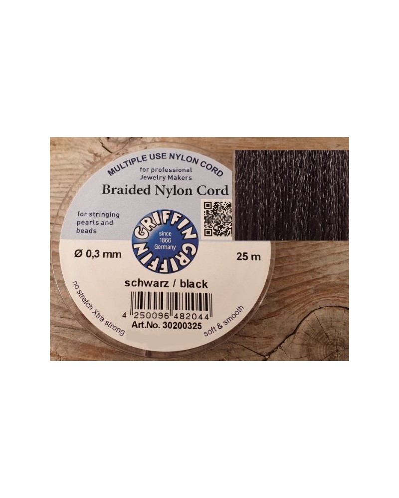 geflochtene Nylonschnur, schwarz, 0.3mm/25m