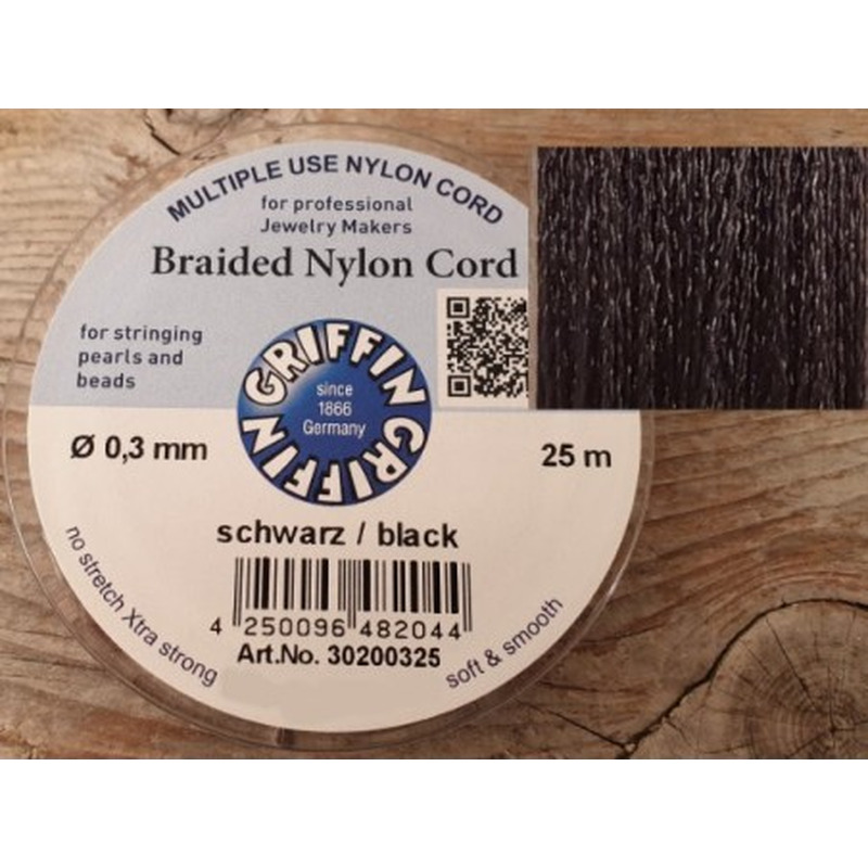 geflochtene Nylonschnur, schwarz, 0.3mm/25m
