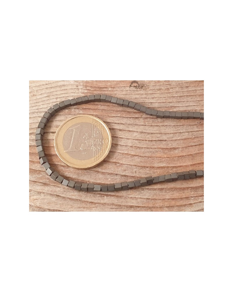 Blutsteinkette (Hämatit) matt 2x2mm