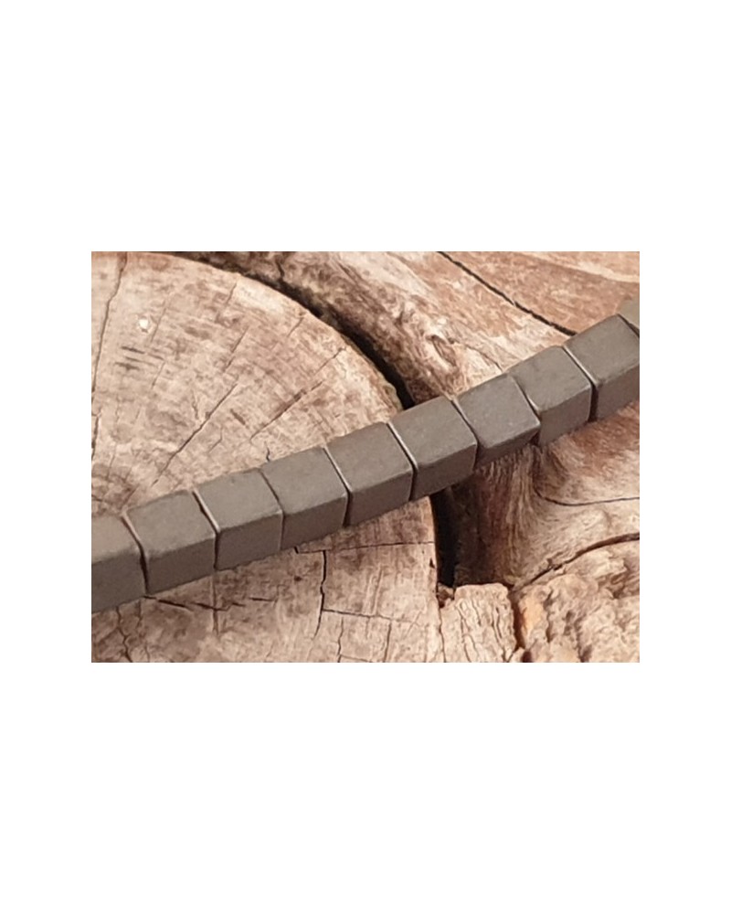 Blutsteinkette (Hämatit) matt 2x2mm