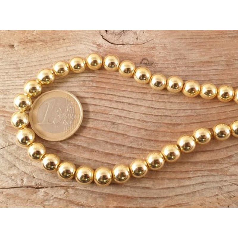 Blutsteinkette Gold (Hämatit) 8mm