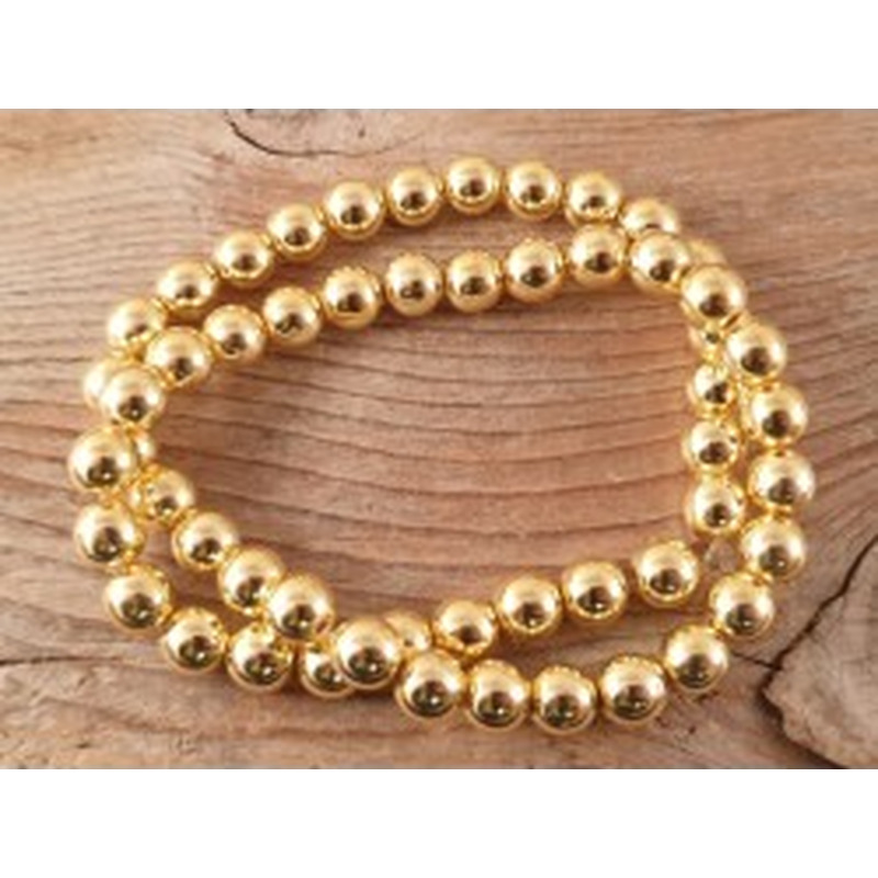 Blutsteinkette Gold (Hämatit) 8mm 2