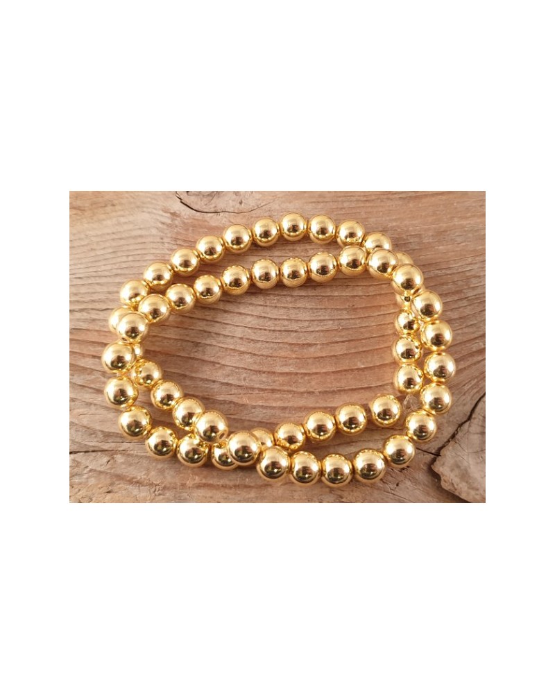 Blutsteinkette Gold (Hämatit) 8mm