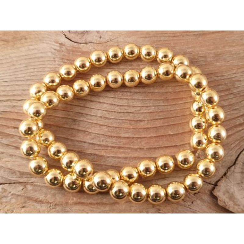 Blutsteinkette Gold (Hämatit) 8mm