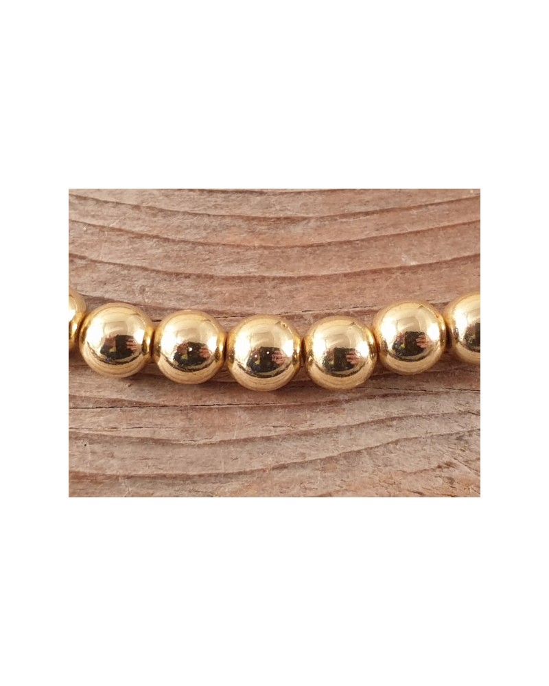 Blutsteinkette Gold (Hämatit) 8mm