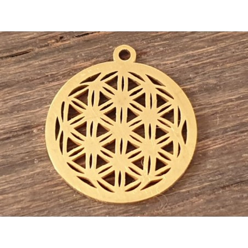 Blume des Lebens 20mm, Edelstahl gold