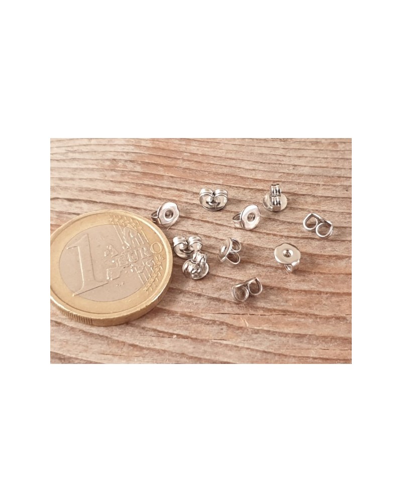 Ohrstecker Verschluss 5.3mm, Flügerl (10 Stk), Messing rhod