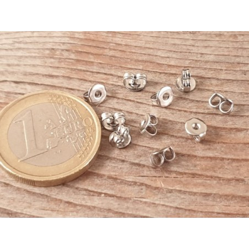 Ohrstecker Verschluss 5.3mm, Flügerl (10 Stk), Messing rhod